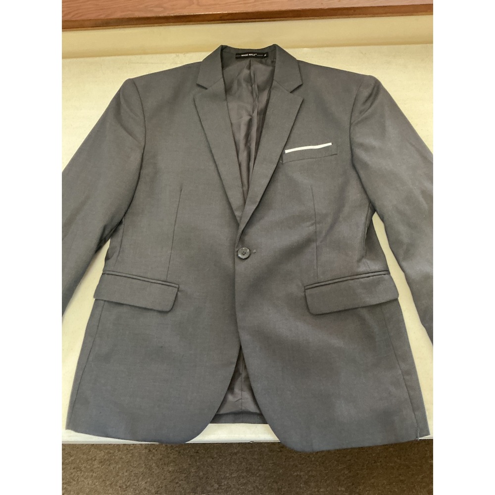 Mage Male Mens Blazer Charcoal Gray Single Button Notch Lapel Sport Coat Size M